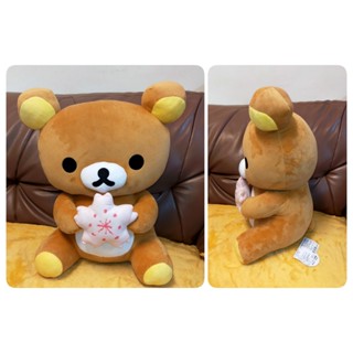 正版 拉拉熊 懶懶熊 Rilakkuma 拉拉熊 櫻花 坐姿款 娃娃 玩偶 絨毛玩偶 約45CM
