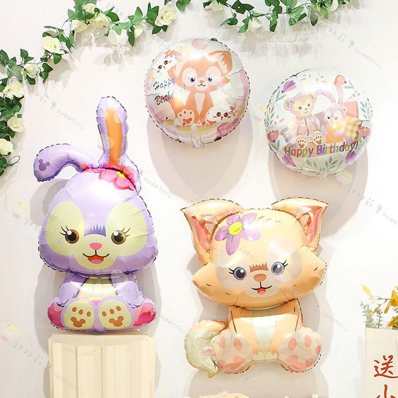 甜妞節慶♥台灣現貨♥【兔子氣球】站立兔子氣球 史黛拉 小狐狸生日氣球 氣球布置 生日派對 派對佈置 裝飾氣球