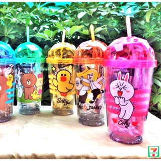 泰國 超商 7-11 X Line 聯名 水杯 熊大 兔兔 塑膠杯