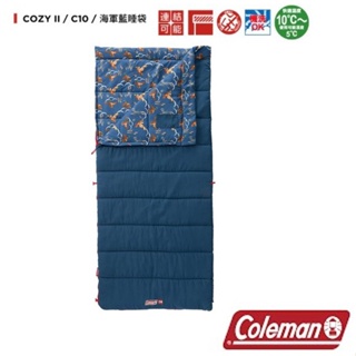日本 Coleman COZY II_C10 海軍藍睡袋 CM-34773 露營 信封式 睡袋 可拼接變雙人