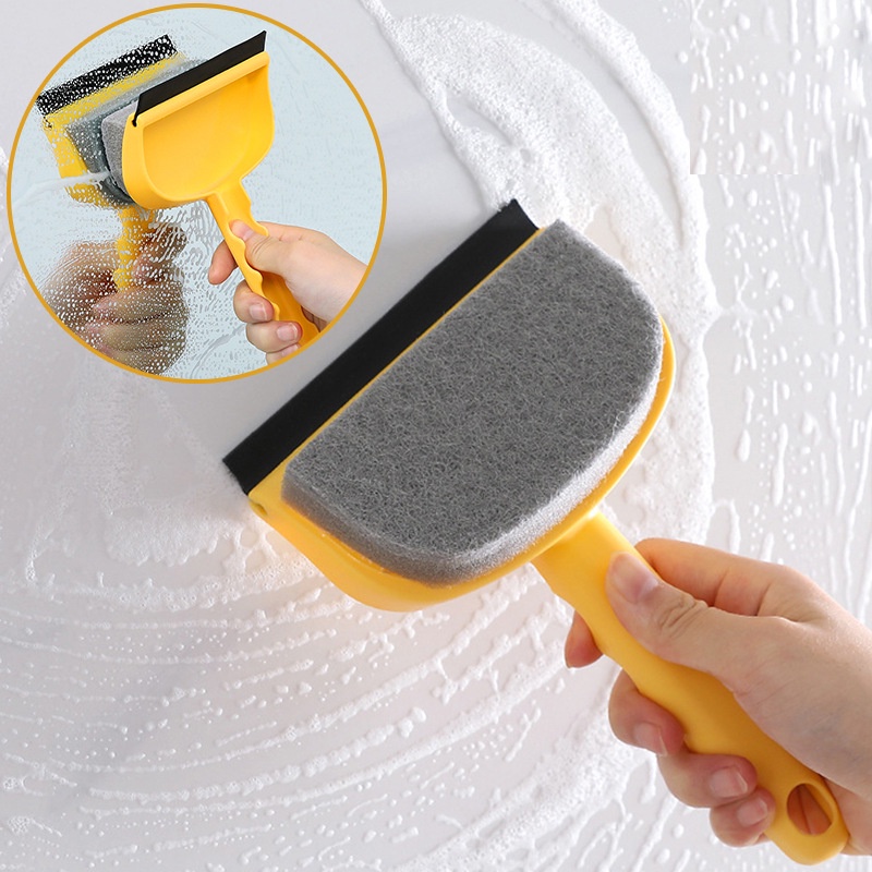 玻璃刷磨砂浴室鏡海綿磨砂窗刮刀馬桶清潔刷和擦拭清潔刷
