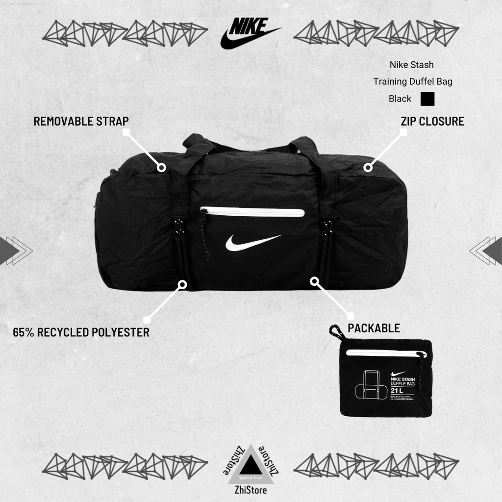 【ZhiStore】Nike Stash Duffel Bag 可收折 旅行袋 手提包 健身包 黑 DB0306-010