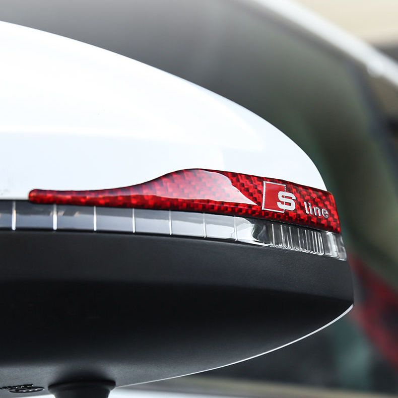 Audi Sline後視鏡防擦條A6后視鏡防撞條Q5Q3Q7A3A5Q5改裝飾A4碳纖維防刮防擦膠條