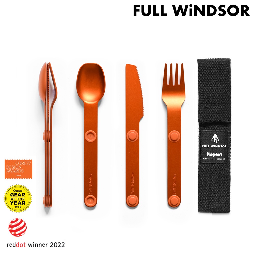Full Windsor Magware 磁性餐具三件組 MAG-SS-ORG 橘 / 叉刀匙 鋁合金 露營炊具