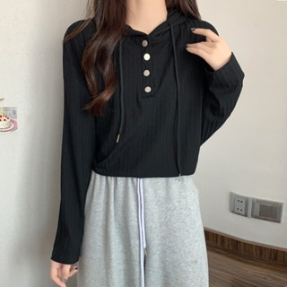 愛依依. 長袖上衣 打底衫 上衣 S-2XL韓系寬鬆抽繩連帽打底衫外穿上衣休閒時尚外套T149-K852.