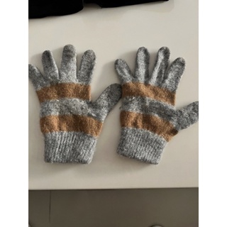 （二手）針織保暖條紋手套 冬天保暖毛線手套 女生保暖手套