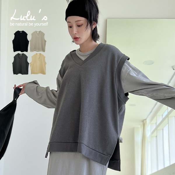 LULUS【A01220731】現貨/V領開叉寬版背心４色221020