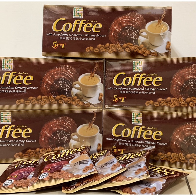 康立靈芝花旗參風味咖啡 靈芝咖啡 人蔘咖啡 馬來西亞 靈芝人蔘咖啡 低咖啡因 20包/一盒