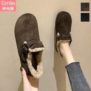 Image of 【V8970】SMILE-冬日伴隨．冬季加絨保暖棉平底鞋