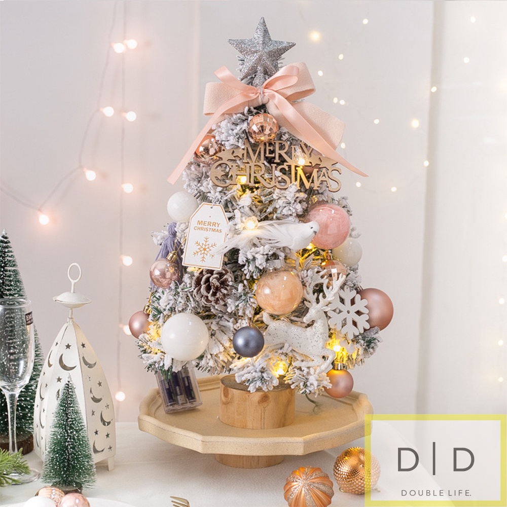 【現貨】夢幻 粉色系白雪聖誕樹 含燈及裝飾品 小聖誕樹 桌面聖誕樹 粉色聖誕樹 可愛聖誕樹 迷你聖誕樹 聖誕樹 粉色聖誕