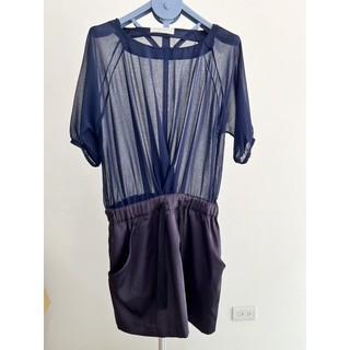 【日本專櫃品牌E hyphen world gallery】透膚異材質拼接洋裝
