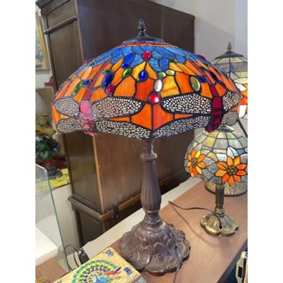蒂芬妮燈具 Tiffany第凡尼大型彩色蜻蜓玻璃貼手工藝術燈/桌燈/檯燈 合金燈柱 質感超優
