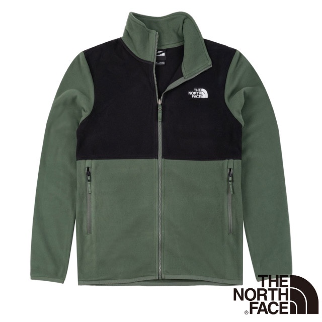 【The North Face】男款 拼接保暖立領抓絨外套.夾克/機能性運動衫/休閒旅行_綠色_4NA3