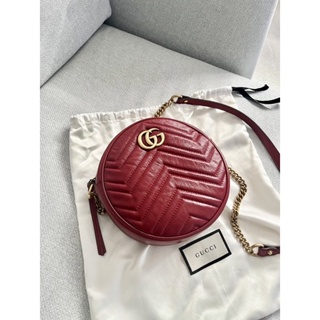 Gucci GG Marmont Mini Round Shoulder Bag 古馳 雙G logo 山形紋圓形斜背包