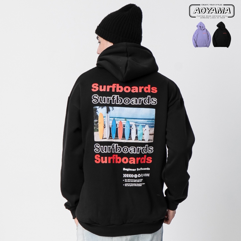 AOYAMA Suurfboards 海灘 衝浪板 刷毛帽T【PC8385】帽T oversize 落肩 寬鬆長袖