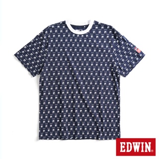 EDWIN x FILA聯名 經典主義滿版聯名LOGO印花短袖T恤(丈青色)-男款