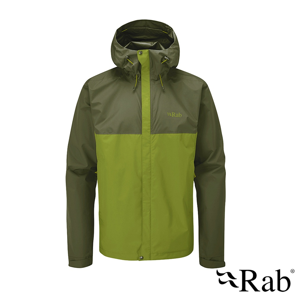 Rab【英國】Downpour Eco Jacket 男款輕量防風防水連帽外套 軍綠/白楊綠 QWG-82