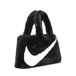 Nike 包包 NSW Faux 黑 托特包 斜背 側背 手提包 毛絨 大勾 運動包袋 【ACS】 DQ5804-010