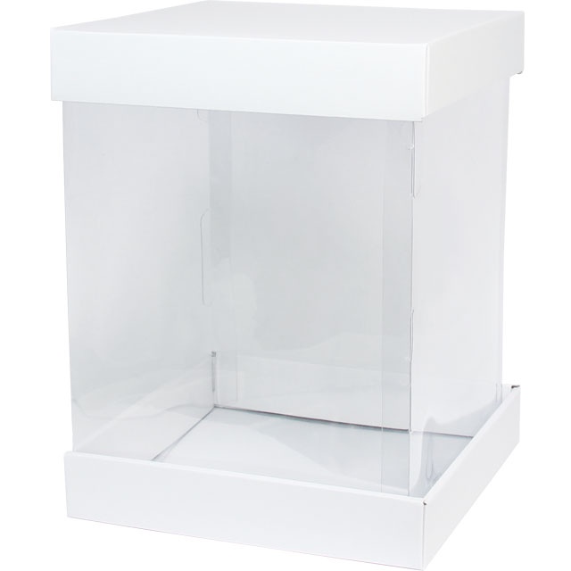 ☆╮Jessice 雜貨小鋪╭☆蛋糕 花束 娃娃 雙蓋盒 (L) 白 禮品 禮物 透明盒 展示盒【1入】$195
