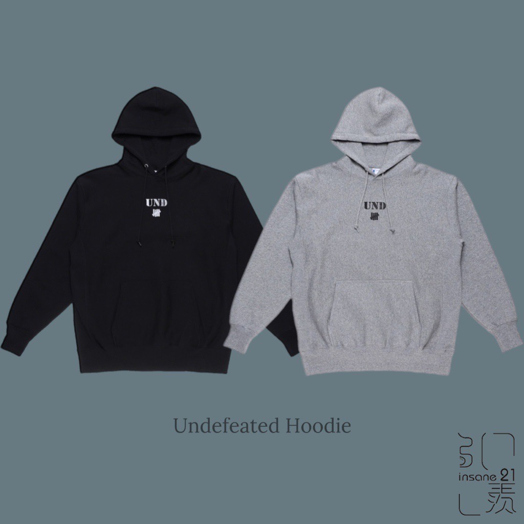 UNDEFEATED LOGO UNDF 柵欄 帽T 帽TEE 重磅 黑 灰 情侶 UL21011【Insane-21】