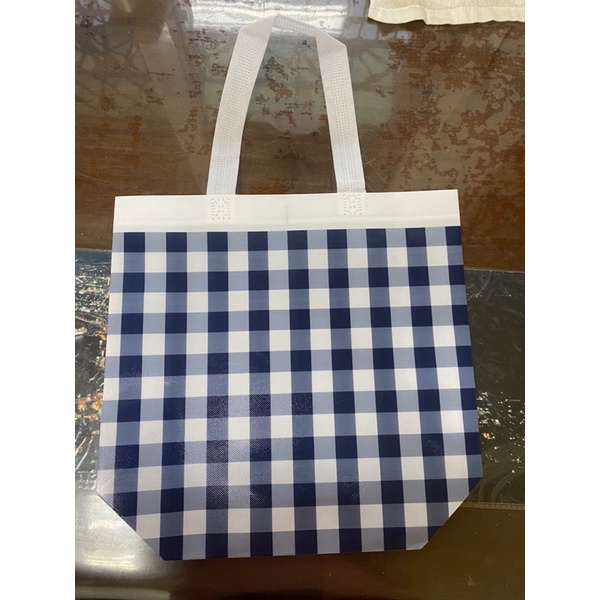 藍色格紋防水環保袋/眼鏡市場環保袋 環保袋 購物提袋 帆布袋 帆布包