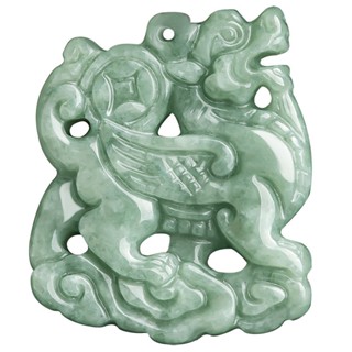 【保真】天然緬甸玉a貨附證書 翡翠麒麟項鍊 招財麒麟吊墜 翡翠 玉石 玉珮 玉佩 玉墜 吊墜