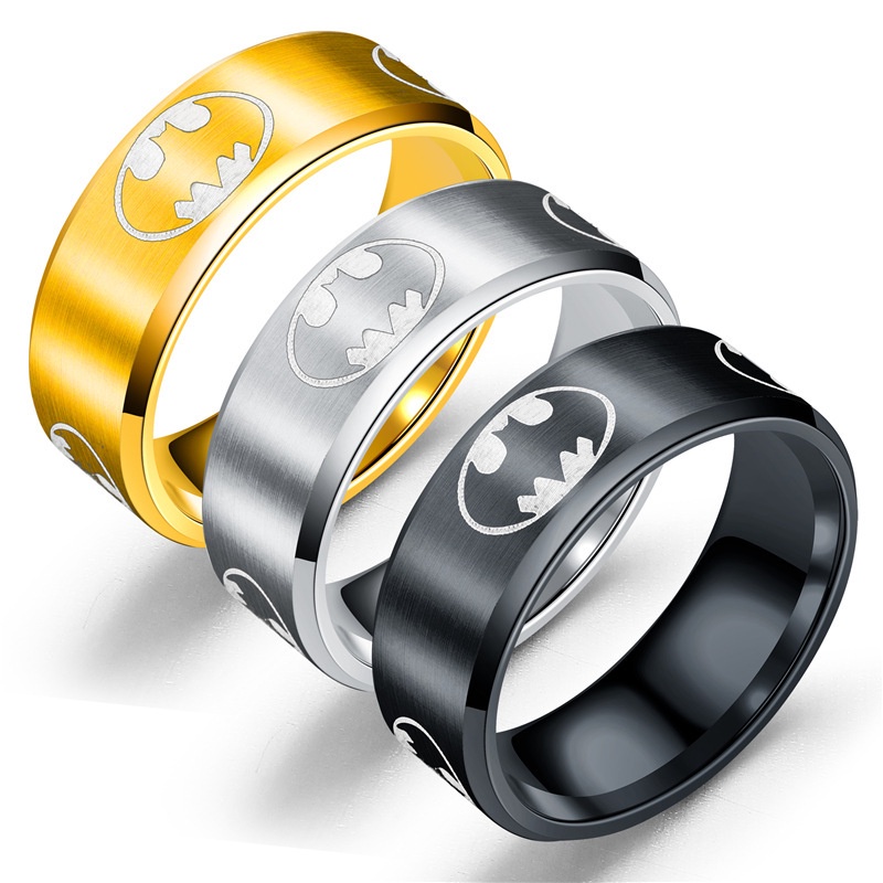 MARVEL 漫威超級英雄標誌蝙蝠俠鈦戒指熱銷不銹鋼戒指