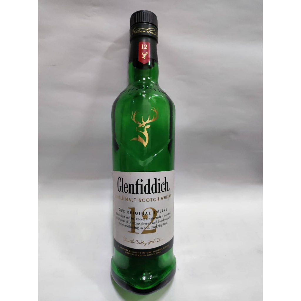 二手品 格蘭菲迪12年 Glenfiddich 葡萄酒1.5L 愛德華煙燻/空酒瓶/玻璃瓶/花瓶/空酒盒 酒店擺飾