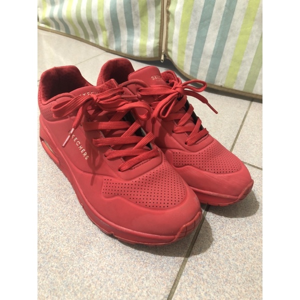 SKECHERS WOMENS UNO SNEAKER - RED女鞋 紅色氣墊運動鞋