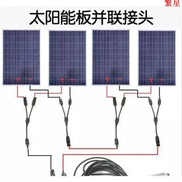 ♥熱銷#MC4太陽能光伏連接器Y型三通插頭 電池板組件并聯接頭(2進一出)