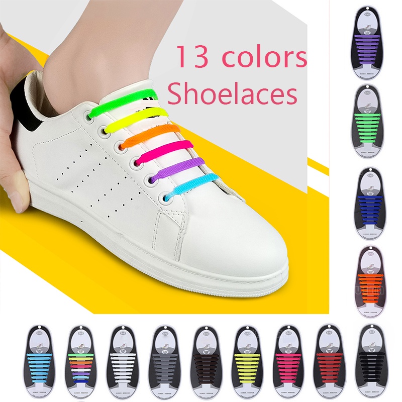 16 件裝懶人無繫帶彈性矽膠鞋帶鞋帶適用於運動鞋跑步鞋靴