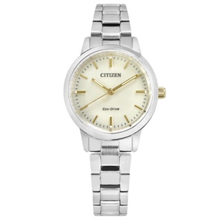 CITIZEN / 光動能 優雅迷人 礦石強化玻璃 不鏽鋼手錶 米白色 / EM0930-58P / 27mm