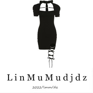 觀霧2022年時尚輕歐美辣妹bi備心機鏤空泡泡袖連衣裙女百搭顯瘦裙子潮韓版鞦鼕內搭短洋裝收腰長袖洋裝顯瘦泡泡袖連身裙#現