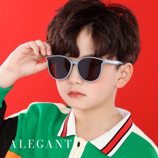 ALEGANT輕旅童遊亮巖灰兒童專用輕量矽膠彈性太陽眼鏡│UV400圓框偏光墨鏡