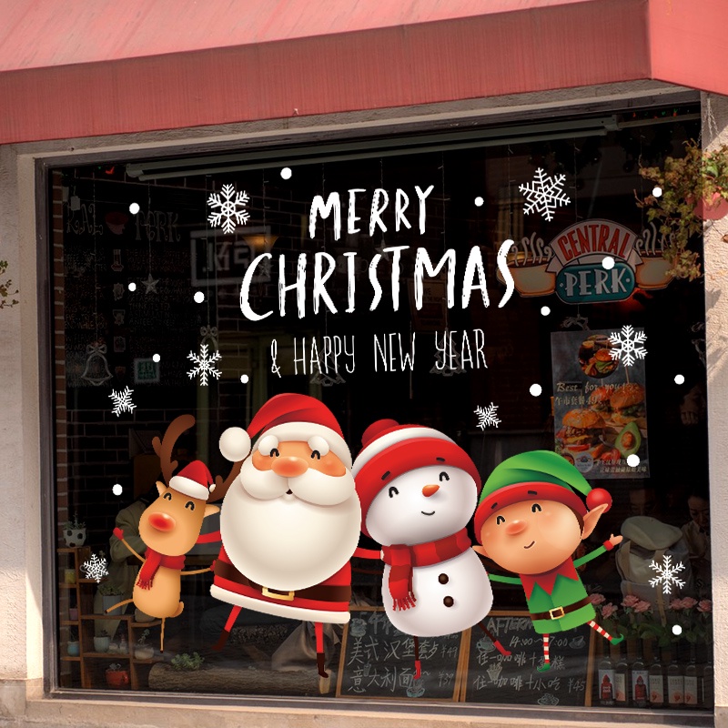 靜電貼 2023 聖誕節 玻璃貼 裝飾 聖誕老人 可愛 聖誕節裝飾餐廳氛圍佈置活動裝扮櫥窗貼玻璃門貼紙 店長推薦