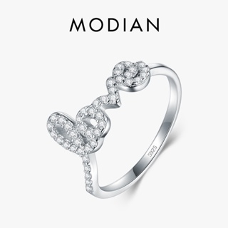 Modian 2021 全新 100% 925 純銀 Forever Love 戒指立方氧化鋯水晶手指女士周年紀念珠寶禮