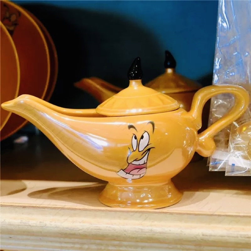 日本迪士尼Aladdin 阿拉丁 神燈精靈genie咖哩醬料壺茶壺 限量珠光黃 Curry Time 自收藏品