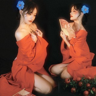 ℡ 有貨 優質版和服神明少女和服女改良紅色復古中國風連衣裙寫真女日式影樓拍照服裝日系a春日祭正裝傳統日本