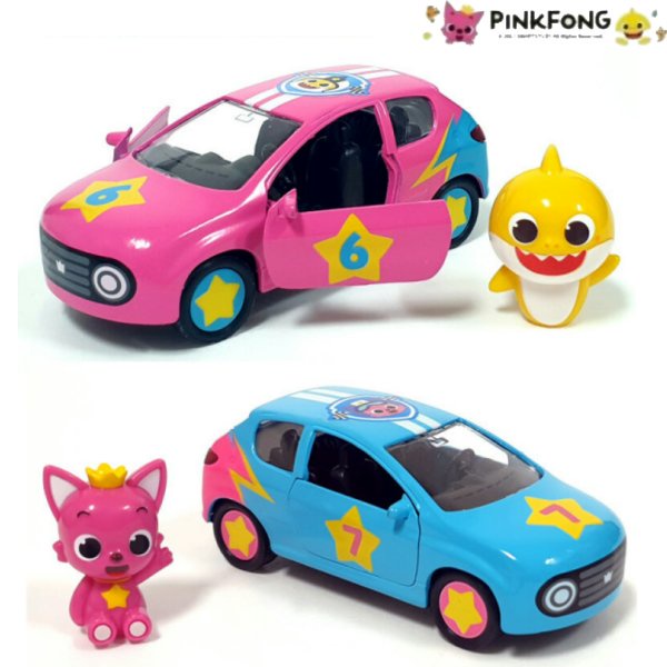 薇琪姐姐 韓國🇰🇷代購 PinkFong 碰碰狐 鯊魚寶寶 轎車造型迴力車 賽車子汽車 跑車迴力車交通玩具 小型車 公仔