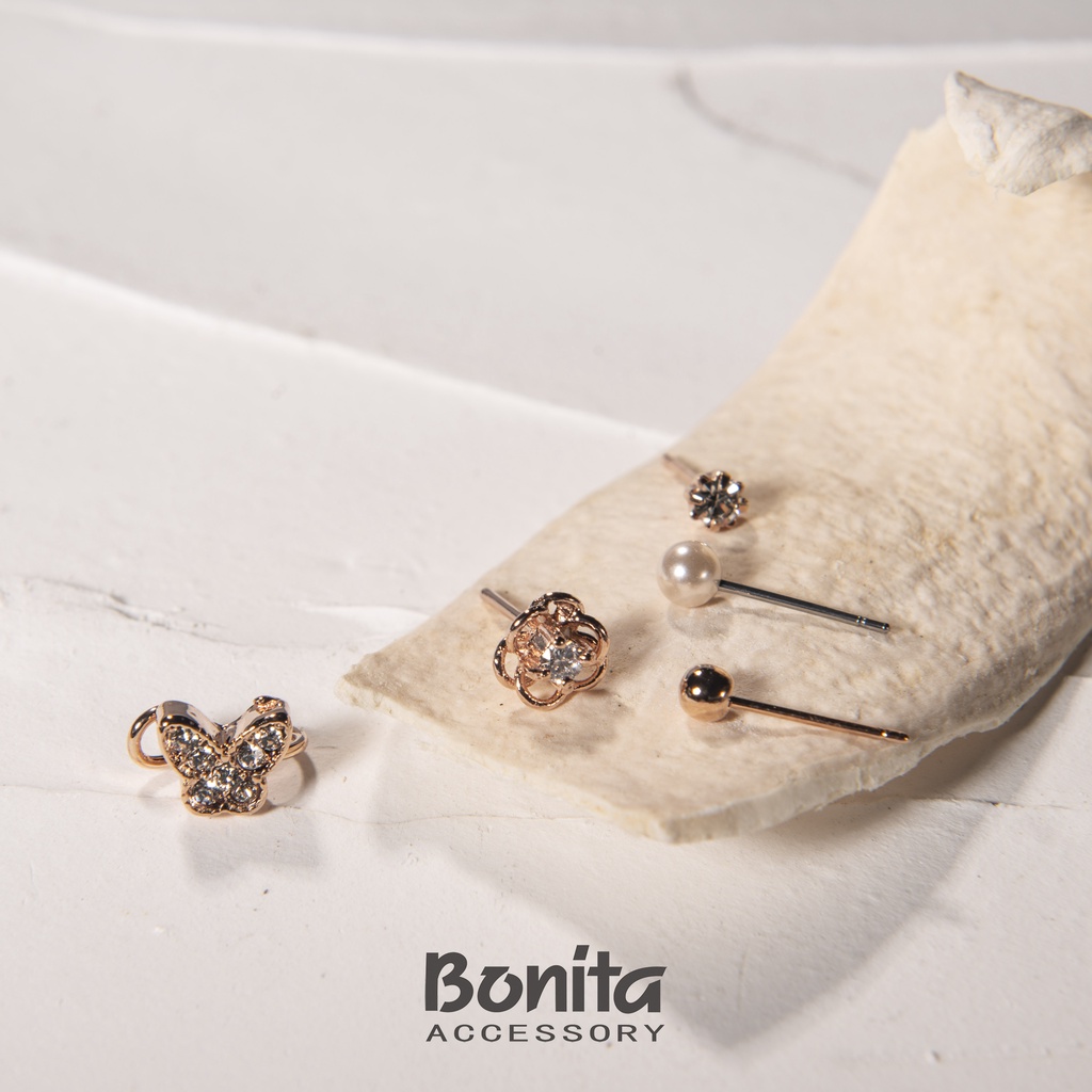 【Bonita】多件組、蝴蝶耳骨、耳針耳環700-9107/復古花圈700-9108/任選三件NT$290