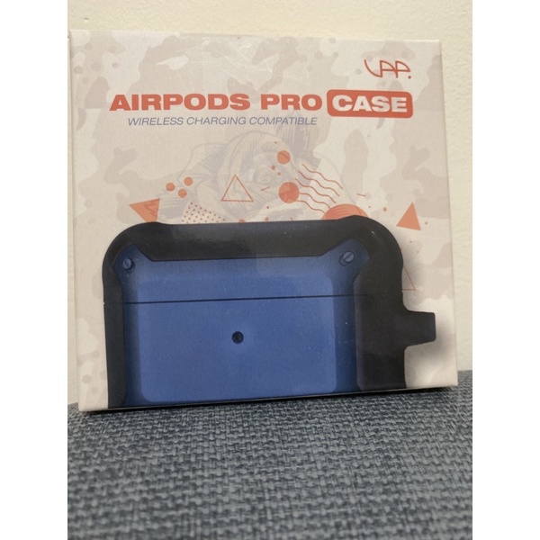 Airpods Pro 防塵耐摔矽膠保護殼-黑藍 支援無線充電 掛勾