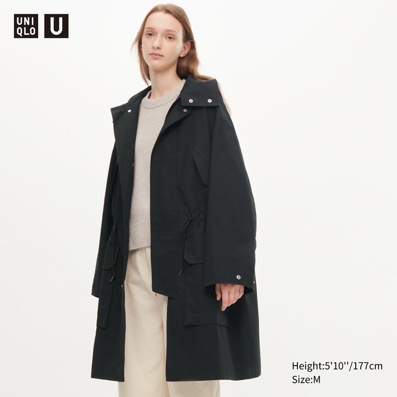 UNIQLO U 連帽大衣 452375 （黑色/2XL)