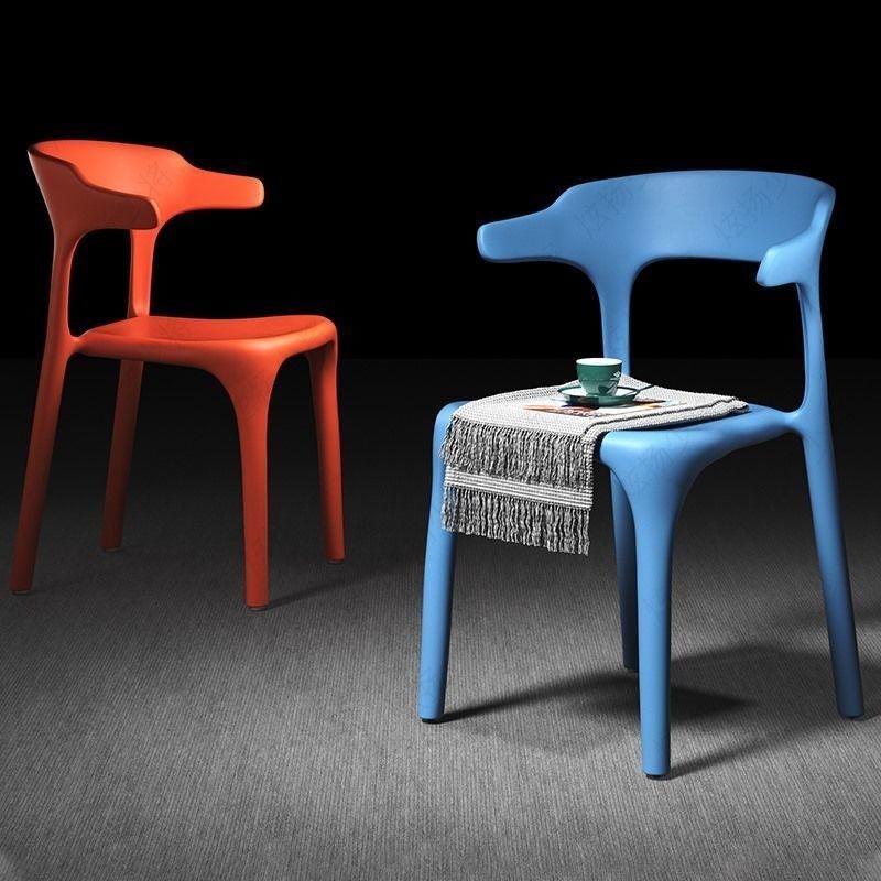 【廠家直銷】椅子 塑料 北歐簡約 家用 牛角靠背椅 凳子 成人 加厚 餐椅 休閑 洽談餐廳椅