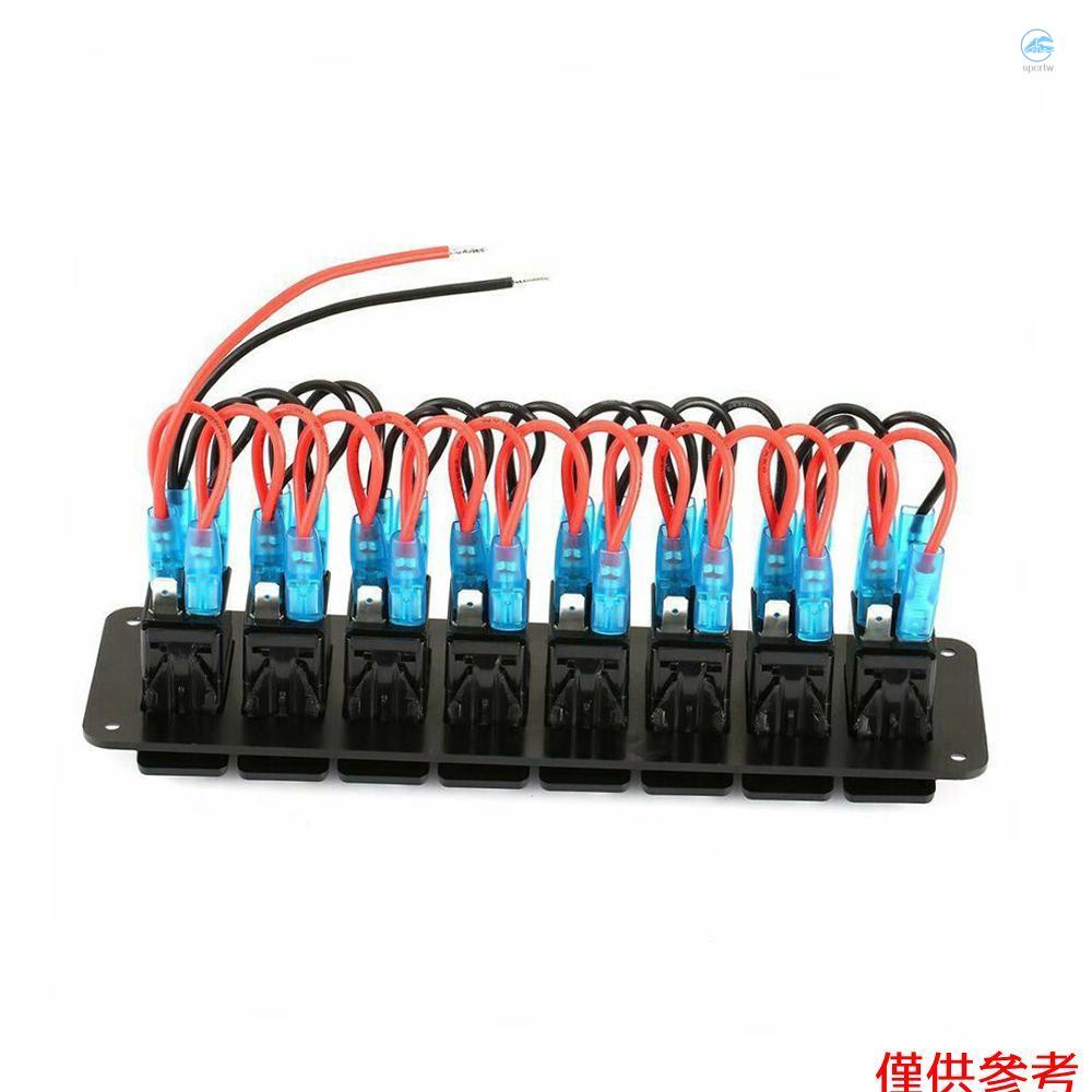 Crtw 8 Gang 海洋船用翹板開關面板 ,12V / 24V 防水 RV LED 開關面板, 用於汽車卡車船, O