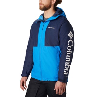 【Columbia】UEO09030 男款 OT防水鋁點保暖連帽滑雪外套 深藍