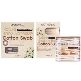 MOTHER-K 韓國 100%純棉棉花棒 黏性棉花棒50入 安全棉花棒100入 兩用棉花棒300入