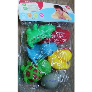玩具城市~啾啾洗澡玩具/幼兒玩具~6PCS 軟膠動物洗澡玩具 (小丑魚/黃色小鴨/烏龜/河馬/鱷魚/海豹) ST安全玩具