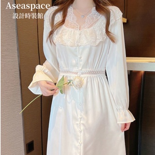 aseaspace·春秋季長袖宮廷風睡裙居家服裙子女長袖高級感女生純欲輕奢家居服睡衣洋裝