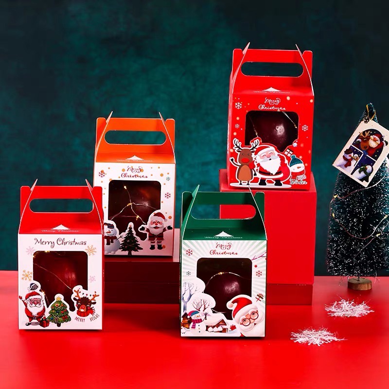 禎巧手 聖誕節禮盒小熊餅乾禮品盒 耶誕節禮品平安夜 聖誕禮品盒 聖誕蘋果盒 個性包裝紙盒手提包裝盒子糖果盒