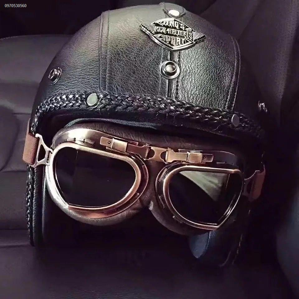 護目鏡 哈雷 頭盔面罩復古哈雷摩托車頭盔3/4半盔機車騎行電動車電瓶車安全頭帽飛行員
